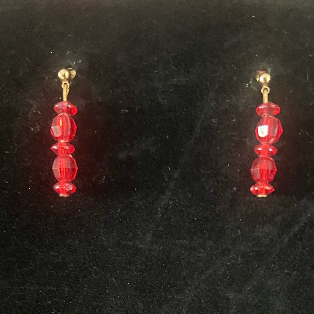 Elegant Red Beaded Earrings